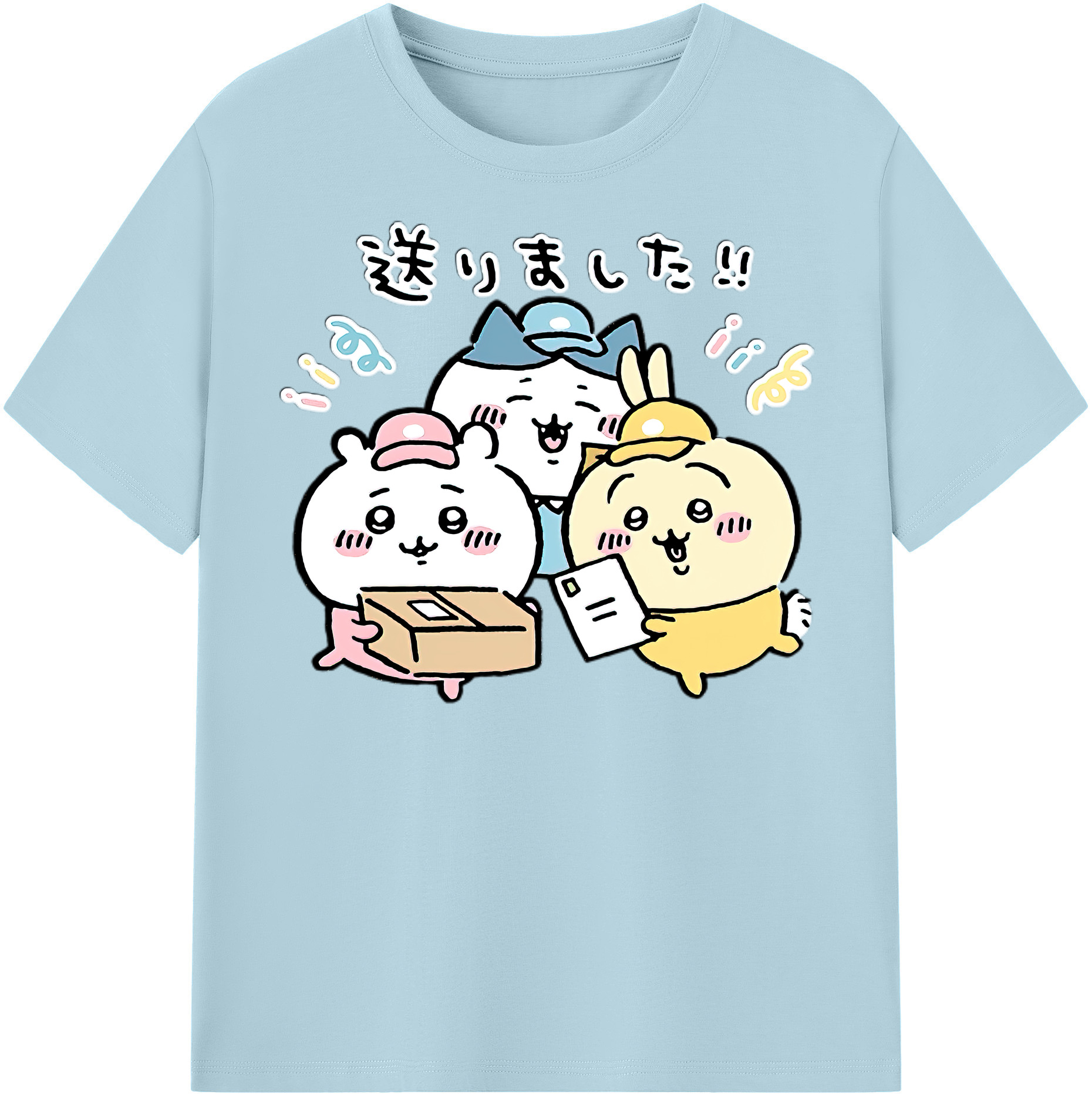 （画像用） ちいかわ ハチワレ Chii-kawa hachiware 綿100％半袖Tシャツ（フロントプリント）